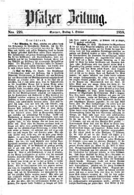 Pfälzer Zeitung Freitag 1. Oktober 1858