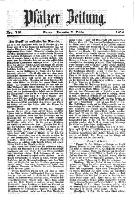 Pfälzer Zeitung Donnerstag 21. Oktober 1858