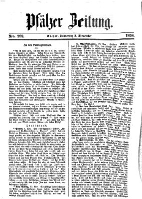 Pfälzer Zeitung Donnerstag 2. Dezember 1858