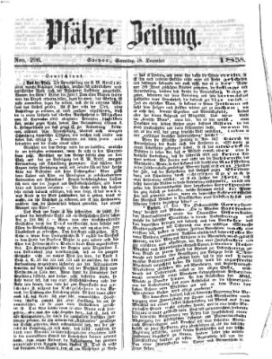Pfälzer Zeitung Samstag 18. Dezember 1858