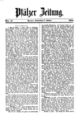 Pfälzer Zeitung Donnerstag 17. Februar 1859