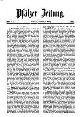 Pfälzer Zeitung Dienstag 1. März 1859
