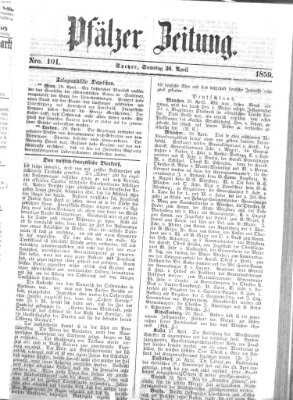 Pfälzer Zeitung Samstag 30. April 1859