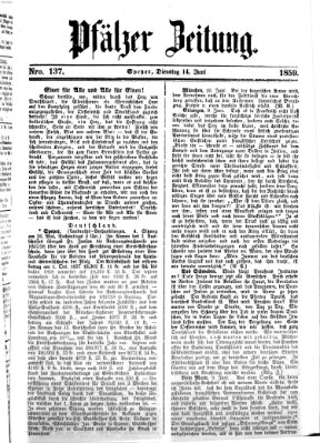 Pfälzer Zeitung Dienstag 14. Juni 1859