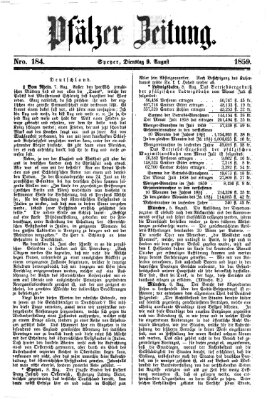 Pfälzer Zeitung Dienstag 9. August 1859