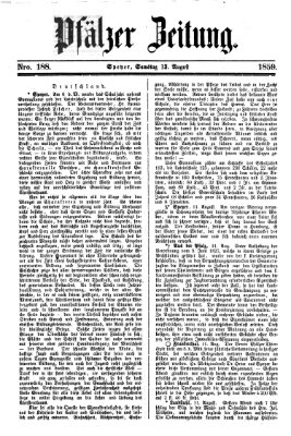 Pfälzer Zeitung Samstag 13. August 1859