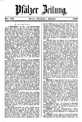 Pfälzer Zeitung Donnerstag 1. September 1859