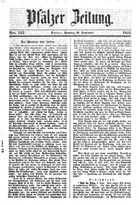 Pfälzer Zeitung Samstag 10. September 1859