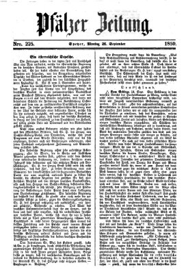 Pfälzer Zeitung Montag 26. September 1859