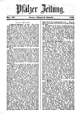 Pfälzer Zeitung Mittwoch 28. September 1859