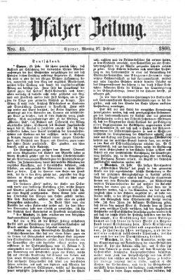 Pfälzer Zeitung Montag 27. Februar 1860