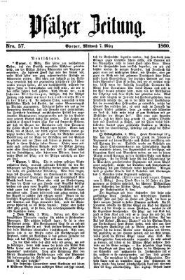 Pfälzer Zeitung Mittwoch 7. März 1860