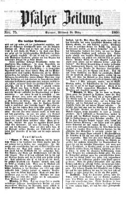 Pfälzer Zeitung Mittwoch 28. März 1860