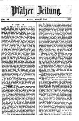 Pfälzer Zeitung Freitag 27. April 1860
