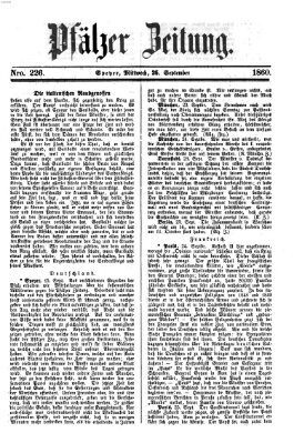 Pfälzer Zeitung Mittwoch 26. September 1860
