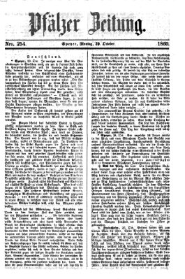 Pfälzer Zeitung Montag 29. Oktober 1860