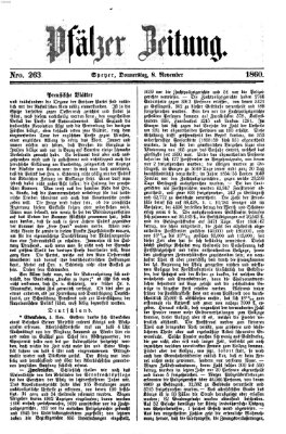Pfälzer Zeitung Donnerstag 8. November 1860