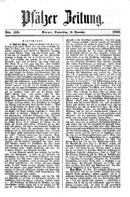 Pfälzer Zeitung Donnerstag 15. November 1860