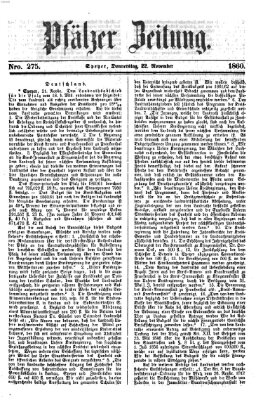 Pfälzer Zeitung Donnerstag 22. November 1860