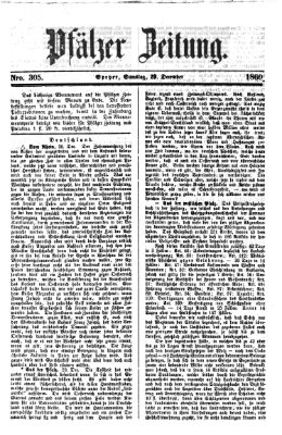 Pfälzer Zeitung Samstag 29. Dezember 1860