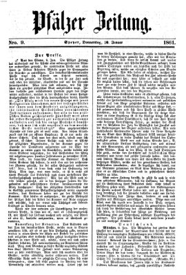 Pfälzer Zeitung Donnerstag 10. Januar 1861