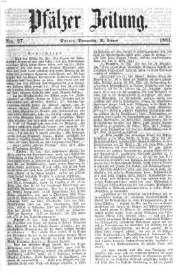 Pfälzer Zeitung Donnerstag 31. Januar 1861