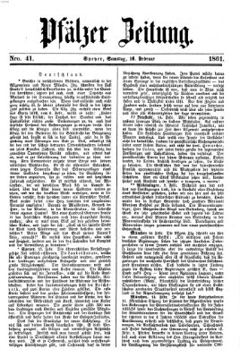 Pfälzer Zeitung Samstag 16. Februar 1861