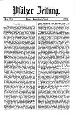Pfälzer Zeitung Donnerstag 1. August 1861