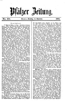 Pfälzer Zeitung Samstag 14. September 1861