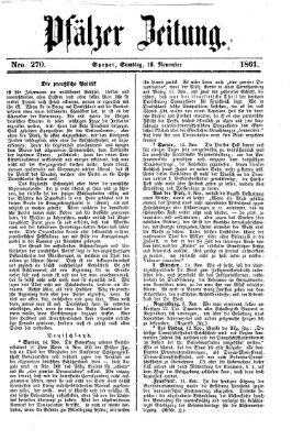 Pfälzer Zeitung Samstag 16. November 1861