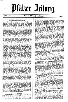 Pfälzer Zeitung Mittwoch 15. Januar 1862