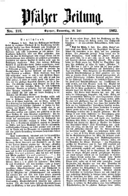 Pfälzer Zeitung Donnerstag 10. Juli 1862