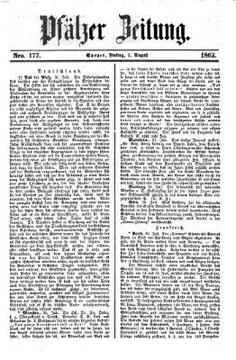 Pfälzer Zeitung Freitag 1. August 1862