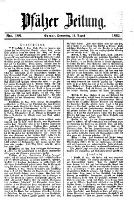 Pfälzer Zeitung Donnerstag 14. August 1862