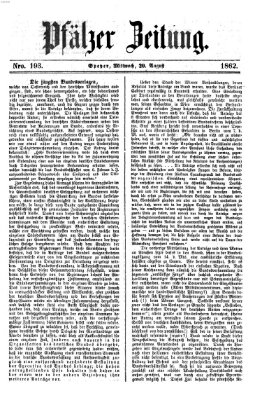Pfälzer Zeitung Mittwoch 20. August 1862