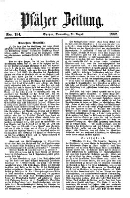 Pfälzer Zeitung Donnerstag 21. August 1862