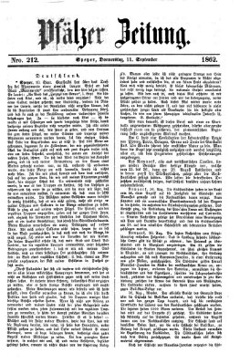 Pfälzer Zeitung Donnerstag 11. September 1862