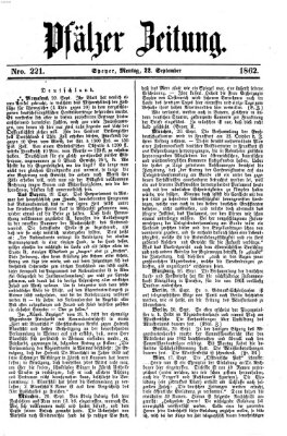 Pfälzer Zeitung Montag 22. September 1862