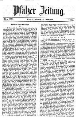 Pfälzer Zeitung Mittwoch 24. September 1862