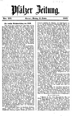 Pfälzer Zeitung Montag 13. Oktober 1862