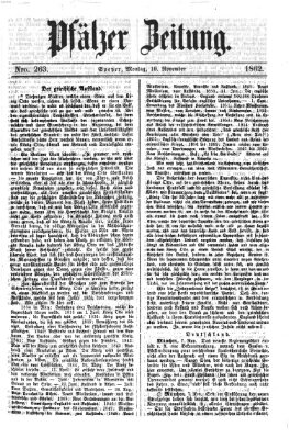 Pfälzer Zeitung Montag 10. November 1862