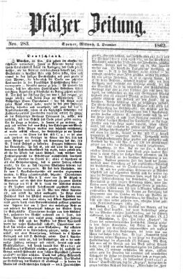 Pfälzer Zeitung Mittwoch 3. Dezember 1862