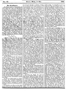 Pfälzer Zeitung Montag 14. März 1864