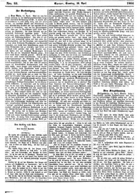 Pfälzer Zeitung Samstag 16. April 1864