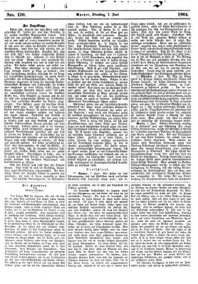 Pfälzer Zeitung Dienstag 7. Juni 1864