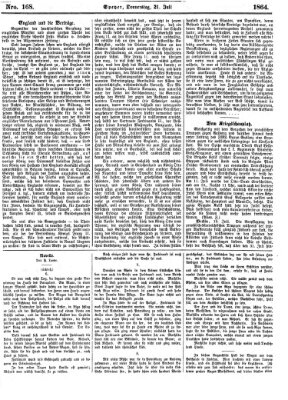 Pfälzer Zeitung Donnerstag 21. Juli 1864