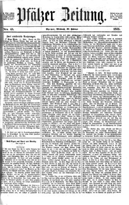 Pfälzer Zeitung Mittwoch 22. Februar 1865