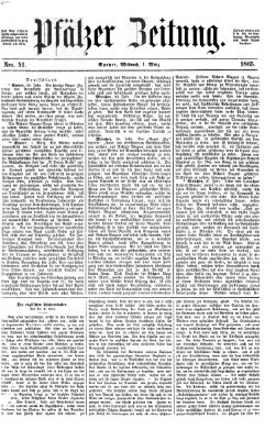 Pfälzer Zeitung Mittwoch 1. März 1865