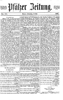 Pfälzer Zeitung Donnerstag 18. Mai 1865