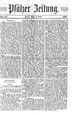 Pfälzer Zeitung Samstag 14. Oktober 1865